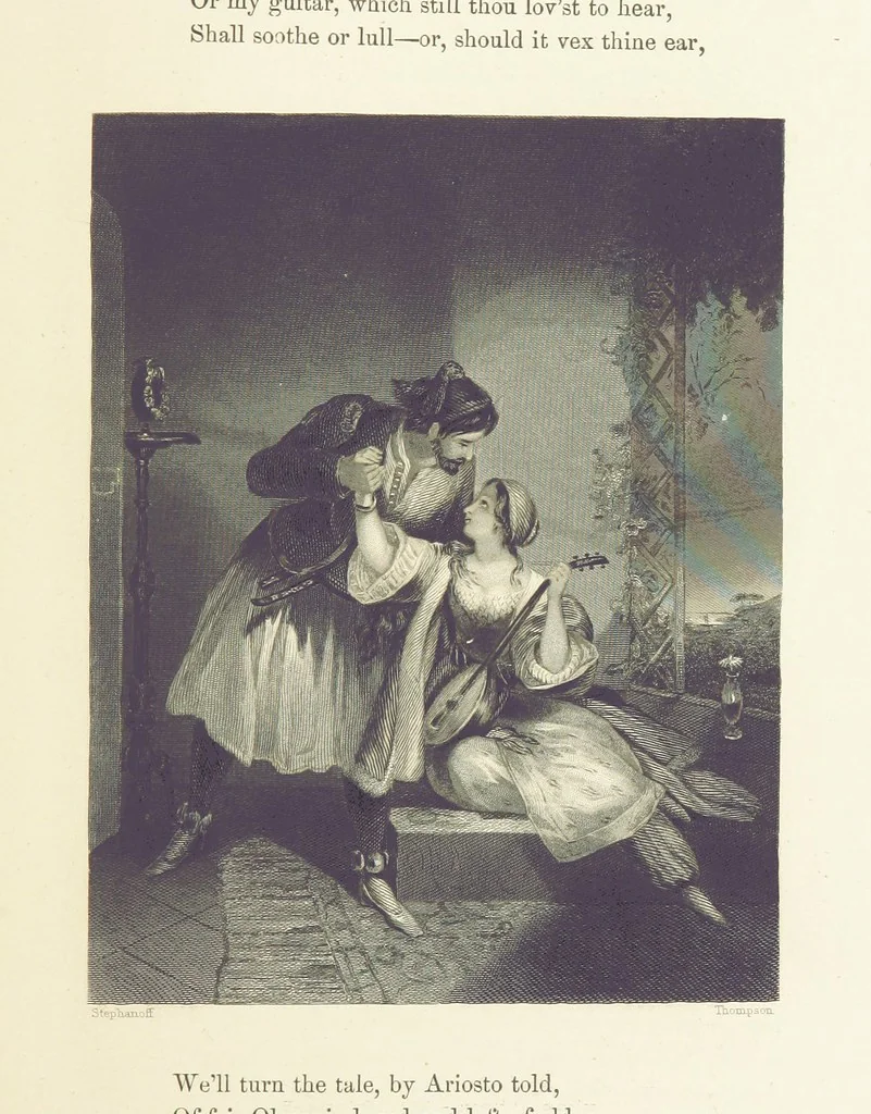 An illustration from The Poet and the Painter; or Gems of Art and Song, 1869, leaf 161