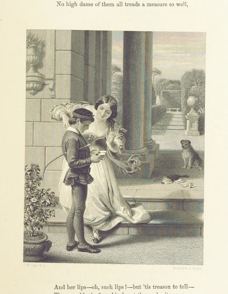 An illustration from The Poet and the Painter; or Gems of Art and Song, 1869, leaf 181
