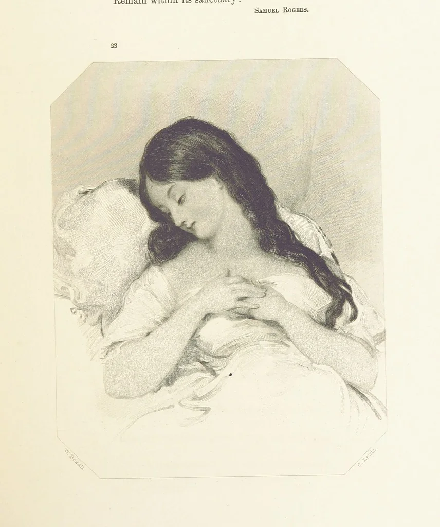 An illustration from The Poet and the Painter; or Gems of Art and Song, 1869, leaf 189