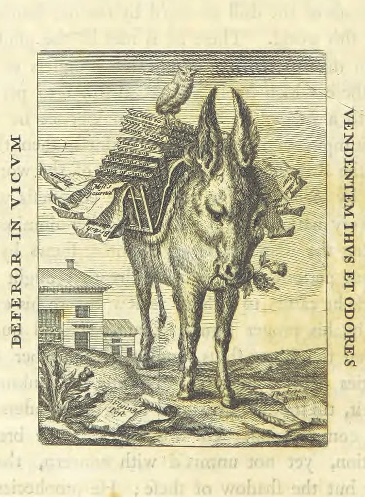 An illustration from The Works of Mr. Alexander Pope. 2 vol. (Vol. 2: Essay on Man.-Epistles to several persons.-Satires of Horace.-Satires of Dr John Donne.-Epitaphs.-The Dunciad.), 1717, leaf 300