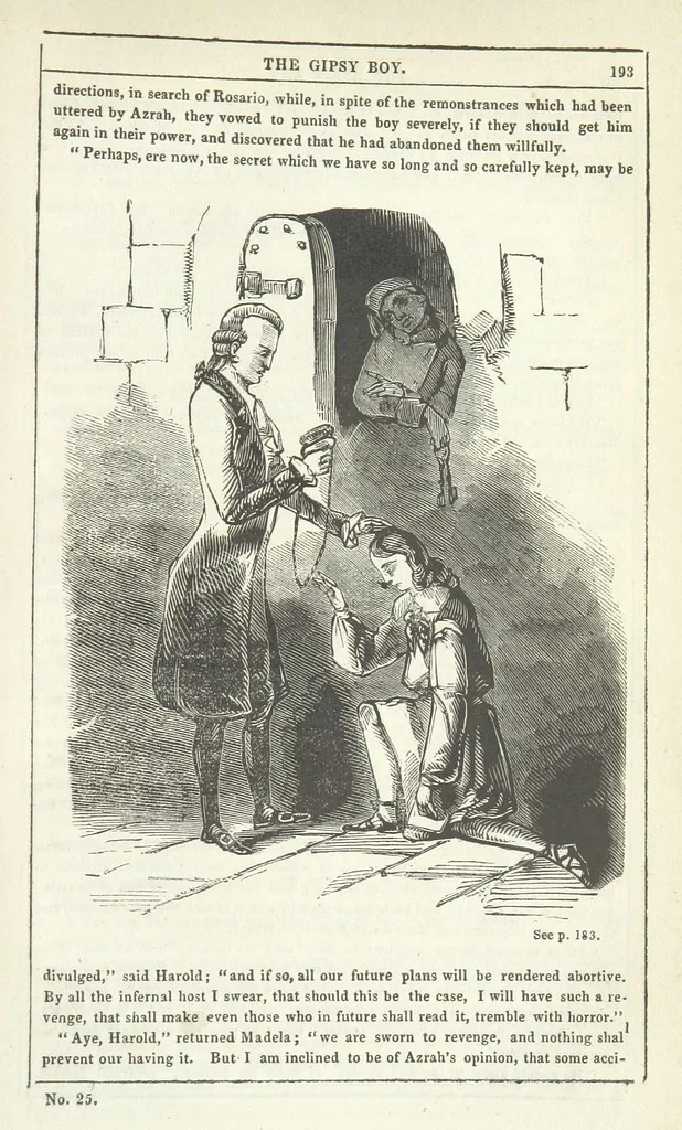 An illustration from The Gipsy Boy: a romance of the woods and wilds, 1847, leaf 199
