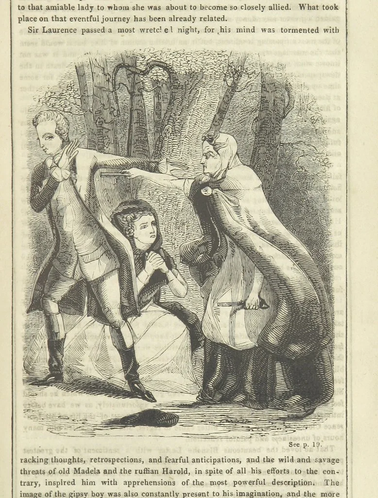 An illustration from The Gipsy Boy: a romance of the woods and wilds, 1847, leaf 27