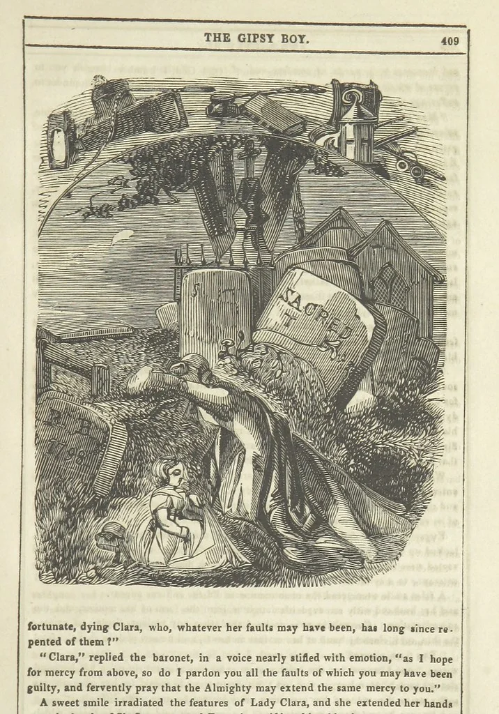 An illustration from The Gipsy Boy: a romance of the woods and wilds, 1847, leaf 417