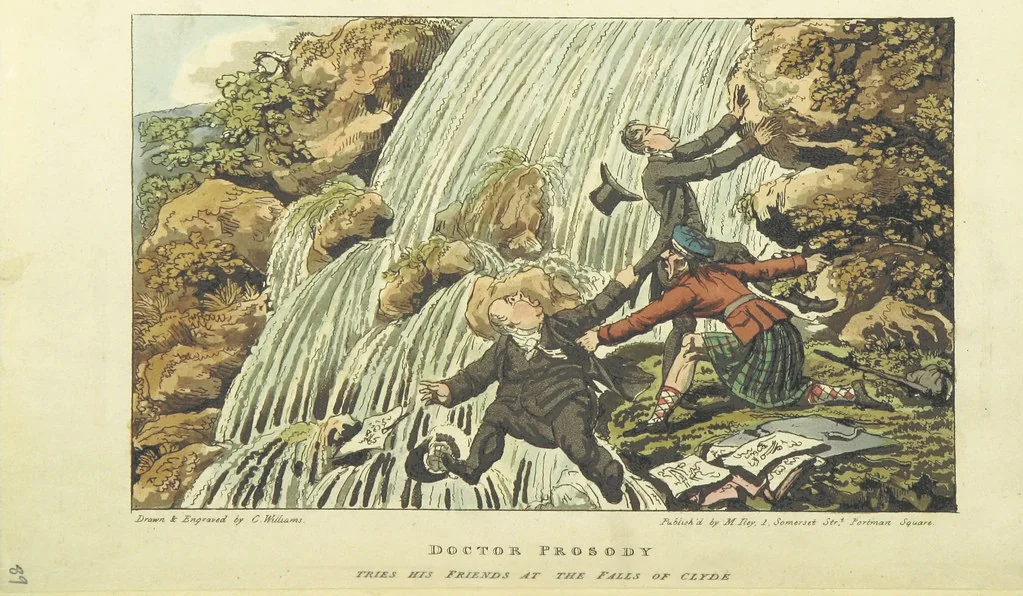 An illustration from The Tour of Doctor Prosody, in search of the antique and picturesque, through Scotland, the Hebrides, the Orkney, and Shetland Isles. Illustrated by twenty humorous plates, 1821, leaf 112