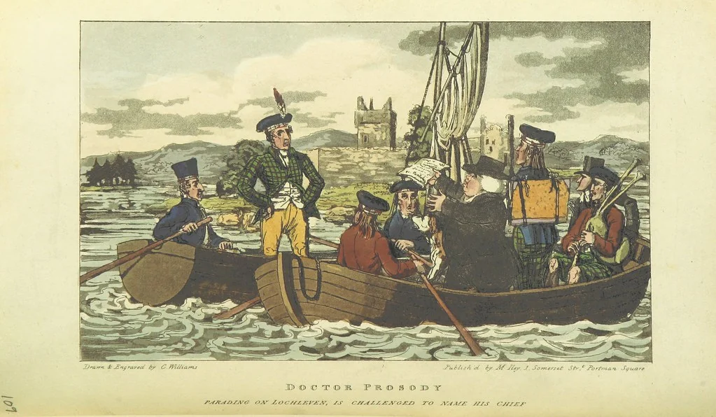 An illustration from The Tour of Doctor Prosody, in search of the antique and picturesque, through Scotland, the Hebrides, the Orkney, and Shetland Isles. Illustrated by twenty humorous plates, 1821, leaf 136