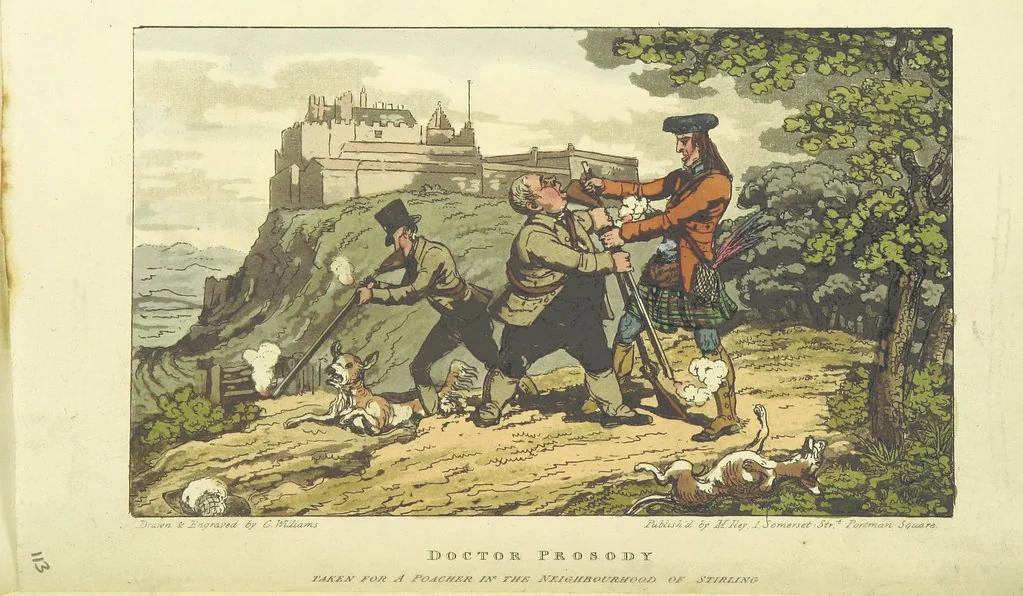 An illustration from The Tour of Doctor Prosody, in search of the antique and picturesque, through Scotland, the Hebrides, the Orkney, and Shetland Isles. Illustrated by twenty humorous plates, 1821, leaf 142