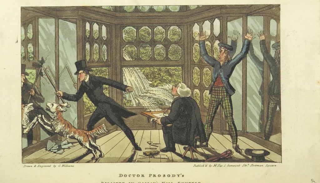 An illustration from The Tour of Doctor Prosody, in search of the antique and picturesque, through Scotland, the Hebrides, the Orkney, and Shetland Isles. Illustrated by twenty humorous plates, 1821, leaf 151