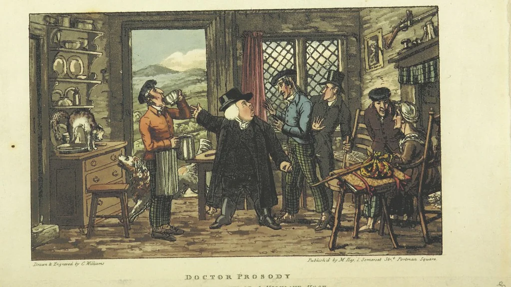 An illustration from The Tour of Doctor Prosody, in search of the antique and picturesque, through Scotland, the Hebrides, the Orkney, and Shetland Isles. Illustrated by twenty humorous plates, 1821, leaf 169