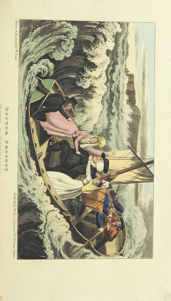 An illustration from The Tour of Doctor Prosody, in search of the antique and picturesque, through Scotland, the Hebrides, the Orkney, and Shetland Isles. Illustrated by twenty humorous plates, 1821, leaf 185