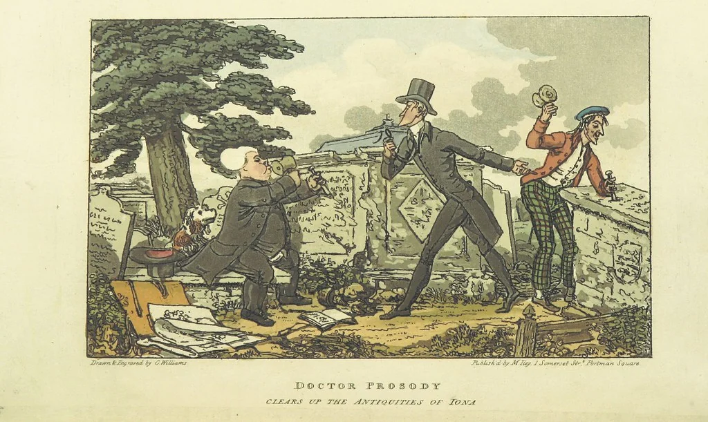 An illustration from The Tour of Doctor Prosody, in search of the antique and picturesque, through Scotland, the Hebrides, the Orkney, and Shetland Isles. Illustrated by twenty humorous plates, 1821, leaf 202