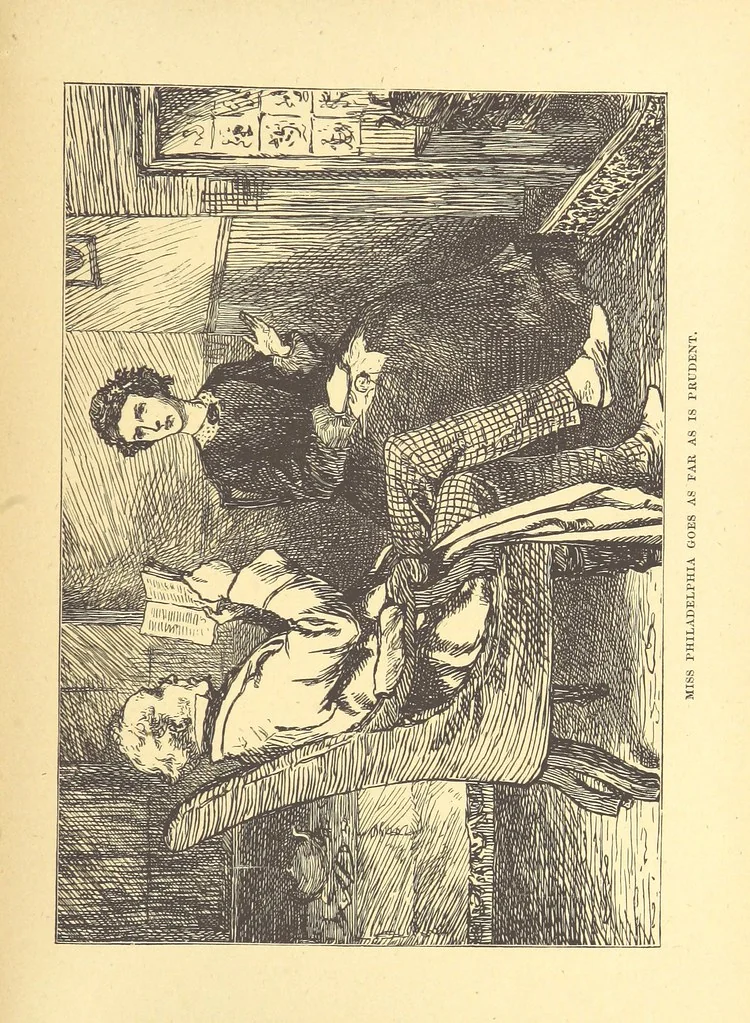 An illustration from The Door without a Knocker, and other tales, 1875, leaf 65
