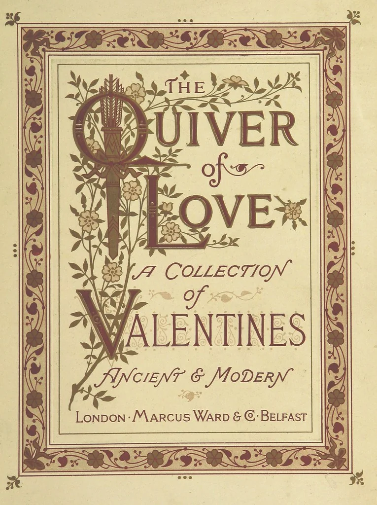 An illustration from The Quiver of Love. A collection of Valentines ancient and modern. With illustrations, in colors, ... by W. Crane and Kate Greenaway, 1876, leaf 9