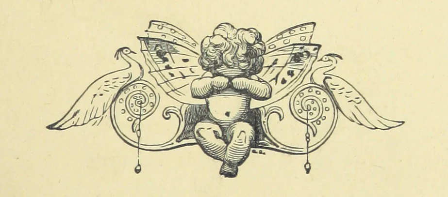 An illustration from The Quiver of Love. A collection of Valentines ancient and modern. With illustrations, in colors, ... by W. Crane and Kate Greenaway, 1876, leaf 99