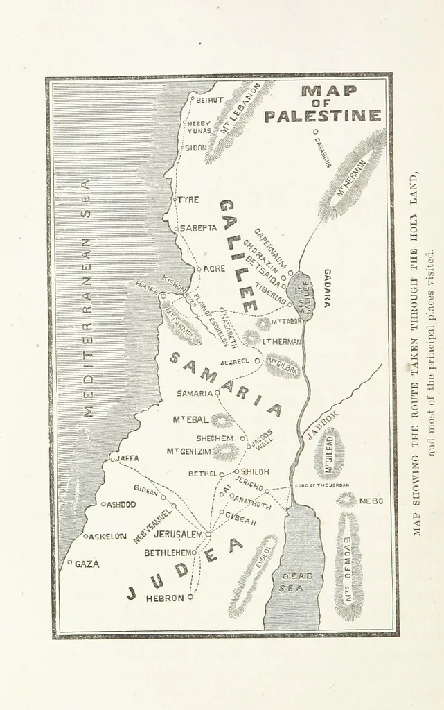 An illustration from The Handwriting of God in Egypt, Sinai, and the Holy Land: the records of a journey from the great Valley of the West to the Sacred Places of the East. ... With maps, diagrams, and ... illustrations, 1867, leaf 374
