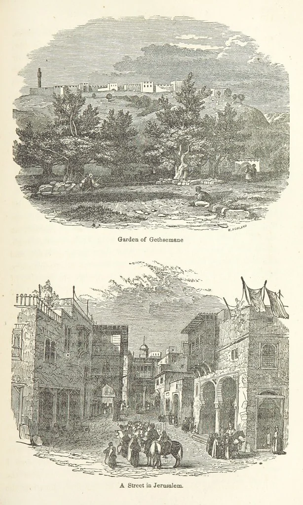 An illustration from The Handwriting of God in Egypt, Sinai, and the Holy Land: the records of a journey from the great Valley of the West to the Sacred Places of the East. ... With maps, diagrams, and ... illustrations, 1867, leaf 497