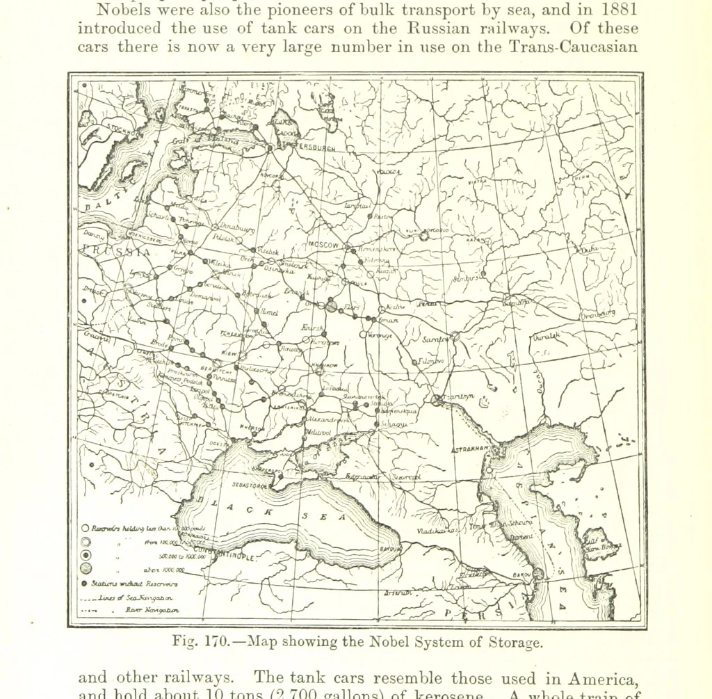 An illustration from Petroleum: a treatise on the geographical distribution and geological occurrence of petroleum and natural gas ... By B. Redwood, assisted by G. T. Holloway, and other contributors ... With maps, etc, 1896, leaf 94