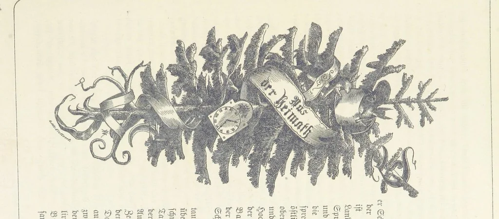 An illustration from Hieronymus. Lebensbilder aus der Baar und dem Schwarzwalde, entworfen und geschildert von L. Reich, mit der Feder auf Stein gezeichnet von J. N. Heinemann, 1885, leaf 13