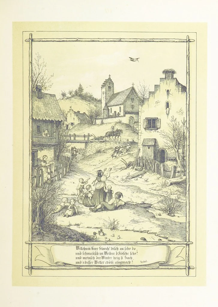 An illustration from Hieronymus. Lebensbilder aus der Baar und dem Schwarzwalde, entworfen und geschildert von L. Reich, mit der Feder auf Stein gezeichnet von J. N. Heinemann, 1885, leaf 195