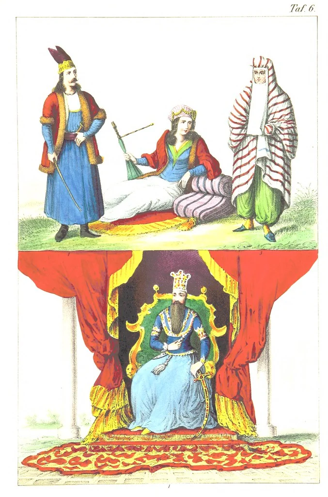 An illustration from Die Völker der Erde nach ihrer Eigenthümlichkeit in Regierungsform, Sitten und Nationaltracht durch Wort und Bild, geschildert nach den Werken eines Barrow, H. Barth, Catlin, etc. Herausgegeben von A. B. Reichenbach. Mit 50 Tafeln colorirten Abbildungen, 1859, leaf 447