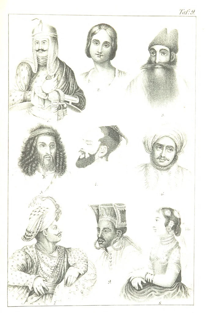 An illustration from Die Völker der Erde nach ihrer Eigenthümlichkeit in Regierungsform, Sitten und Nationaltracht durch Wort und Bild, geschildert nach den Werken eines Barrow, H. Barth, Catlin, etc. Herausgegeben von A. B. Reichenbach. Mit 50 Tafeln colorirten Abbildungen, 1859, leaf 453