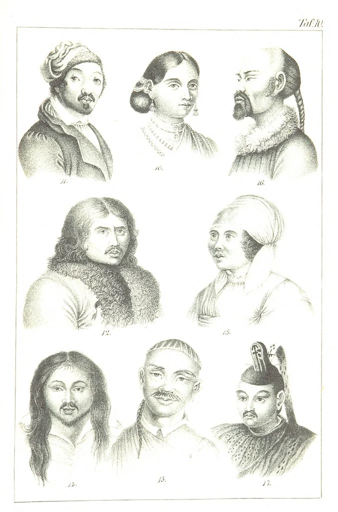 An illustration from Die Völker der Erde nach ihrer Eigenthümlichkeit in Regierungsform, Sitten und Nationaltracht durch Wort und Bild, geschildert nach den Werken eines Barrow, H. Barth, Catlin, etc. Herausgegeben von A. B. Reichenbach. Mit 50 Tafeln colorirten Abbildungen, 1859, leaf 455