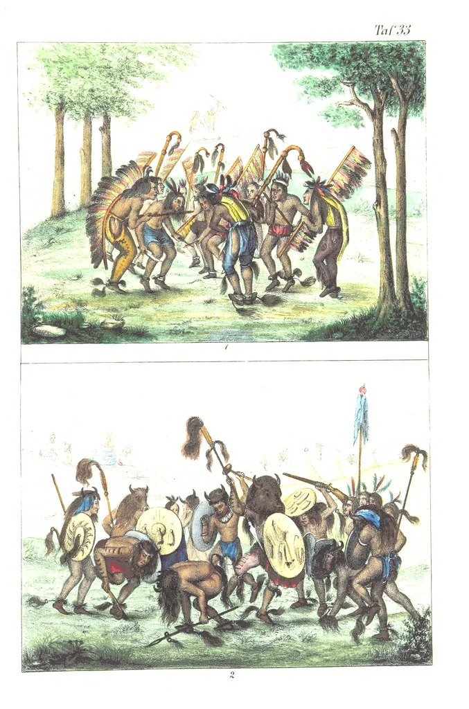 An illustration from Die Völker der Erde nach ihrer Eigenthümlichkeit in Regierungsform, Sitten und Nationaltracht durch Wort und Bild, geschildert nach den Werken eines Barrow, H. Barth, Catlin, etc. Herausgegeben von A. B. Reichenbach. Mit 50 Tafeln colorirten Abbildungen, 1859, leaf 501