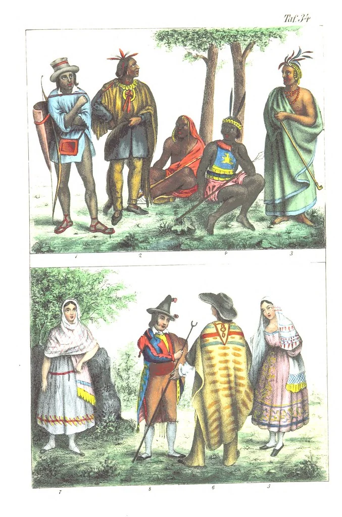 An illustration from Die Völker der Erde nach ihrer Eigenthümlichkeit in Regierungsform, Sitten und Nationaltracht durch Wort und Bild, geschildert nach den Werken eines Barrow, H. Barth, Catlin, etc. Herausgegeben von A. B. Reichenbach. Mit 50 Tafeln colorirten Abbildungen, 1859, leaf 503