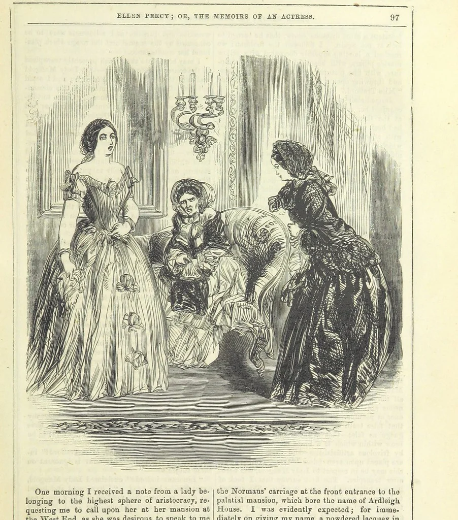 An illustration from Ellen Percy: or, the Memoirs of an Actress, 1856, leaf 109