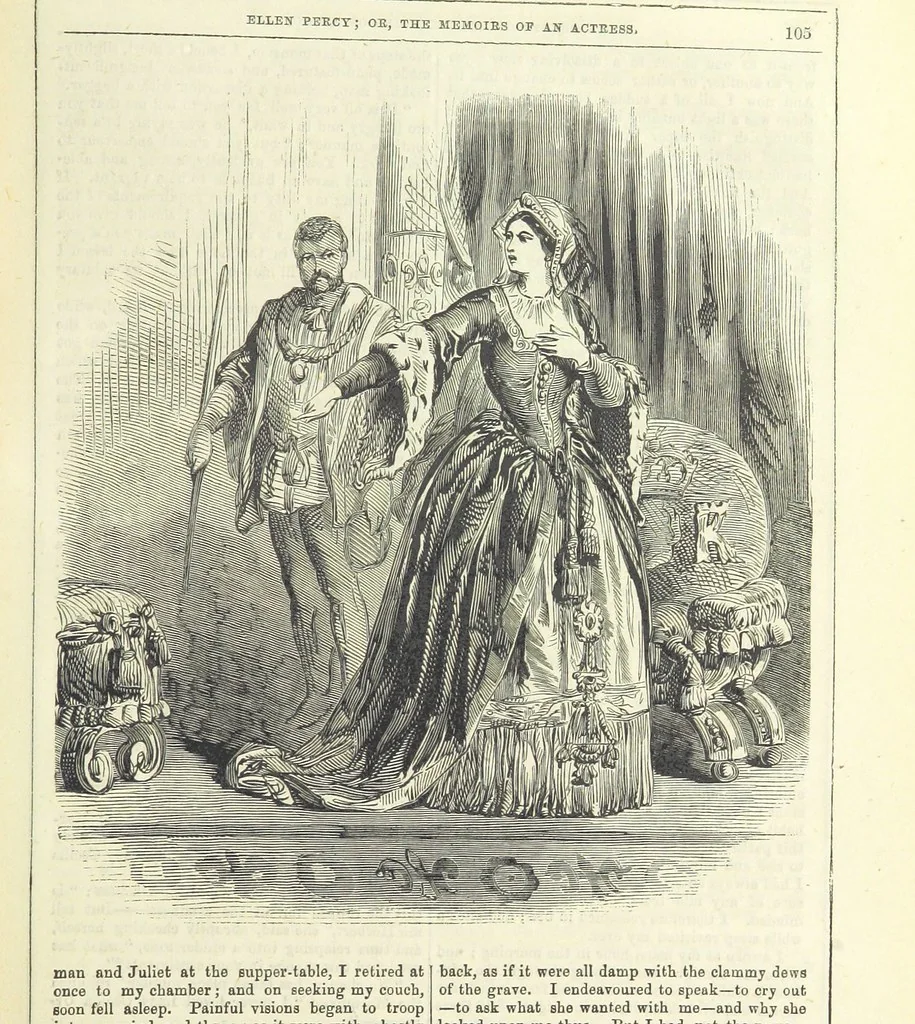 An illustration from Ellen Percy: or, the Memoirs of an Actress, 1856, leaf 117