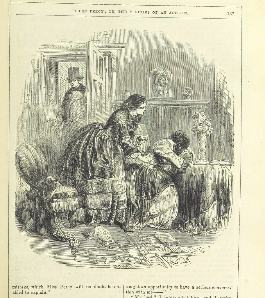 An illustration from Ellen Percy: or, the Memoirs of an Actress, 1856, leaf 149