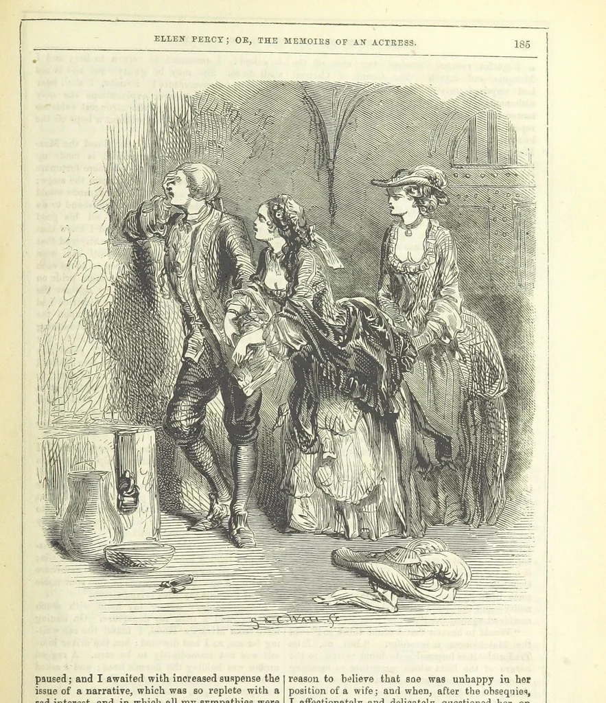 An illustration from Ellen Percy: or, the Memoirs of an Actress, 1856, leaf 197