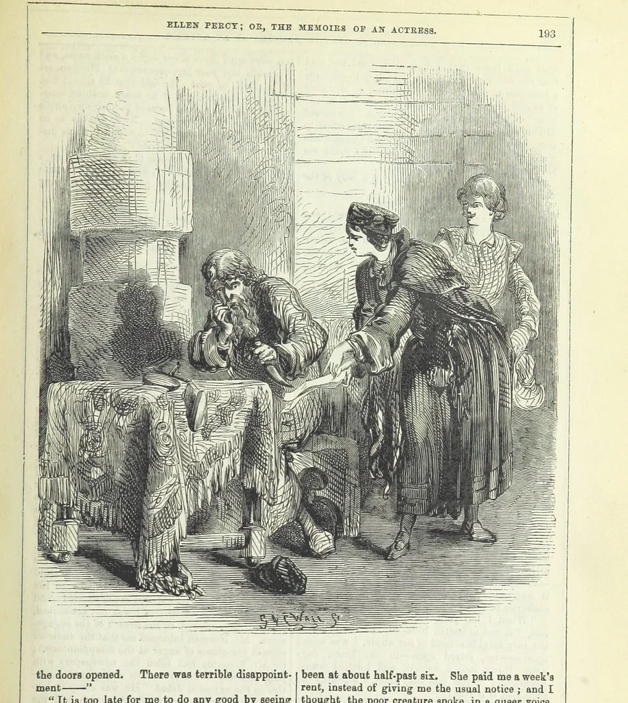 An illustration from Ellen Percy: or, the Memoirs of an Actress, 1856, leaf 205