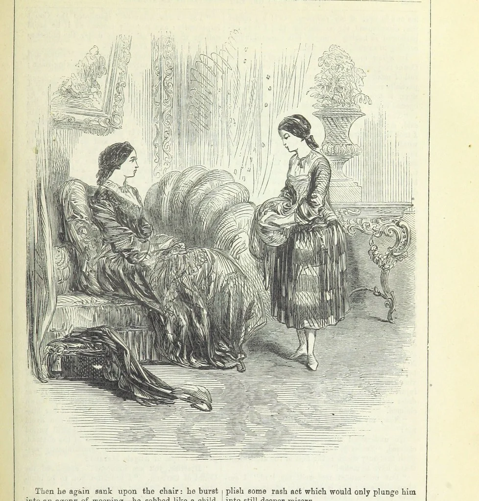 An illustration from Ellen Percy: or, the Memoirs of an Actress, 1856, leaf 229