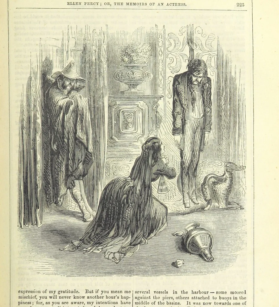 An illustration from Ellen Percy: or, the Memoirs of an Actress, 1856, leaf 237