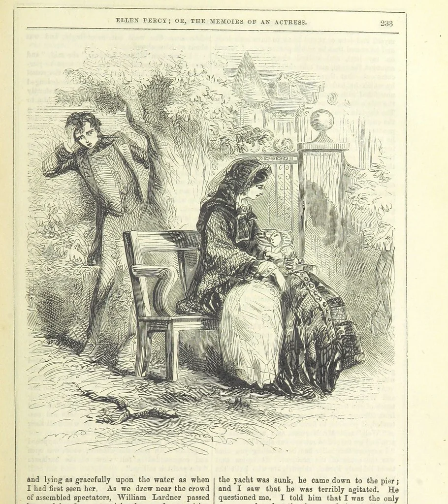 An illustration from Ellen Percy: or, the Memoirs of an Actress, 1856, leaf 245