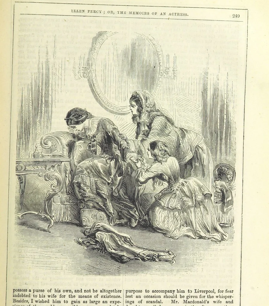 An illustration from Ellen Percy: or, the Memoirs of an Actress, 1856, leaf 261
