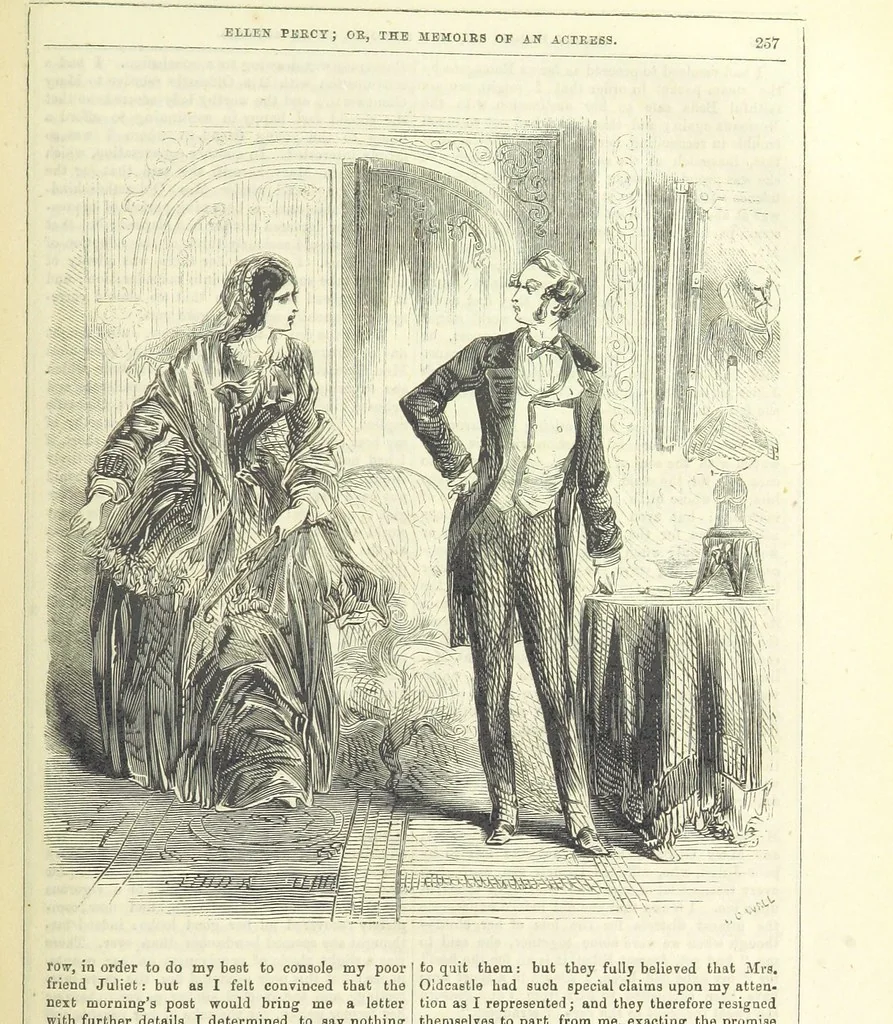 An illustration from Ellen Percy: or, the Memoirs of an Actress, 1856, leaf 269