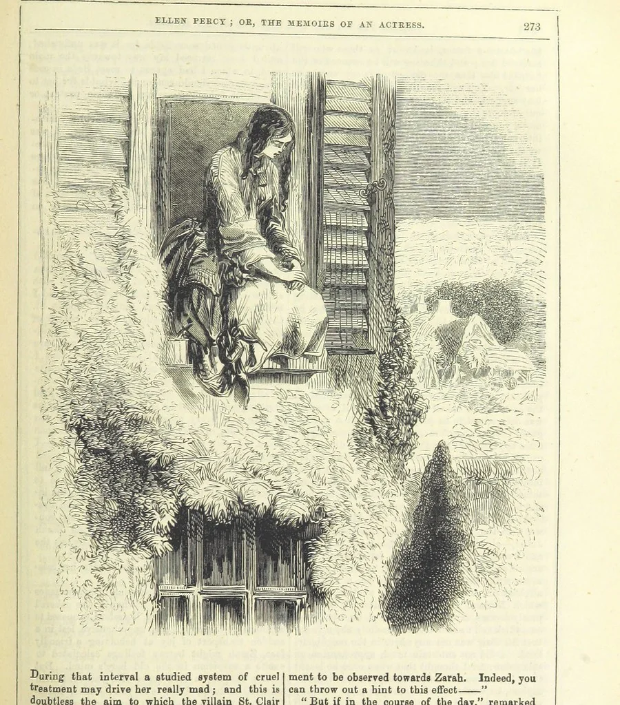 An illustration from Ellen Percy: or, the Memoirs of an Actress, 1856, leaf 285