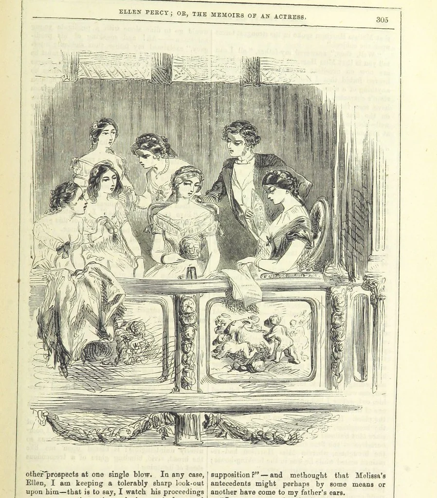 An illustration from Ellen Percy: or, the Memoirs of an Actress, 1856, leaf 317