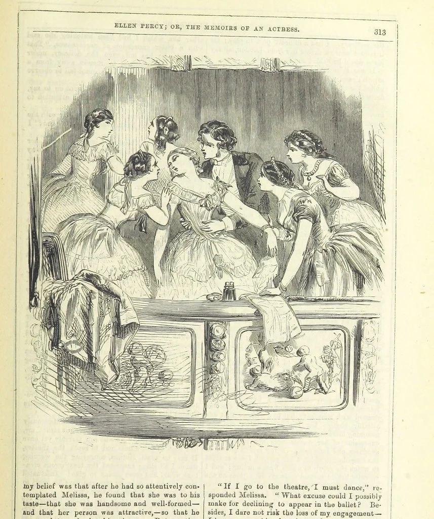 An illustration from Ellen Percy: or, the Memoirs of an Actress, 1856, leaf 325