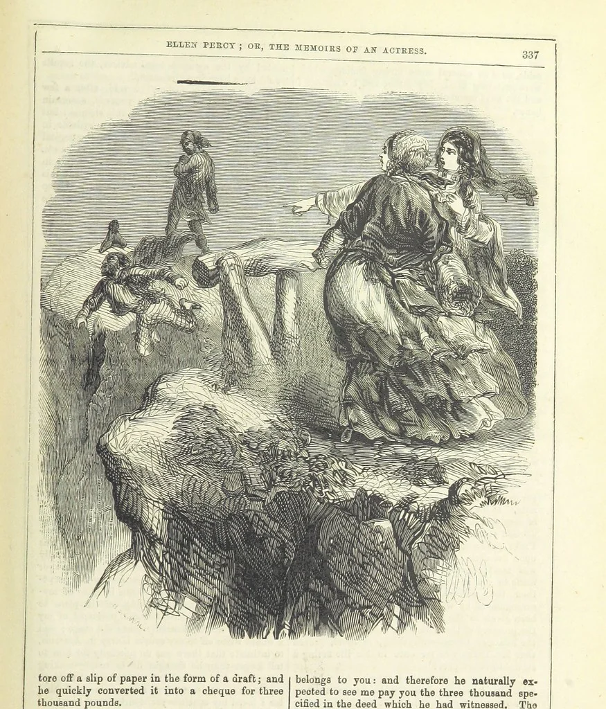 An illustration from Ellen Percy: or, the Memoirs of an Actress, 1856, leaf 349