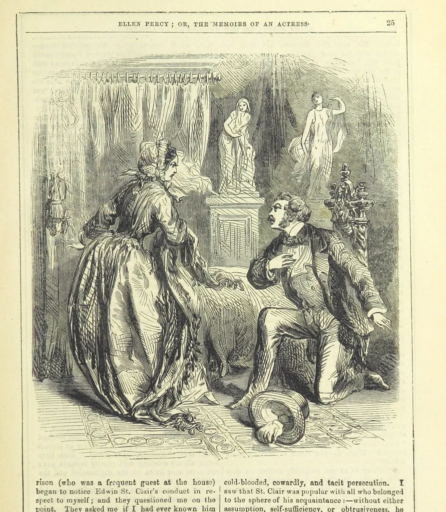 An illustration from Ellen Percy: or, the Memoirs of an Actress, 1856, leaf 37