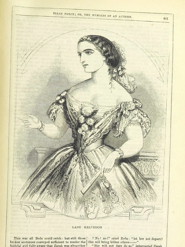 An illustration from Ellen Percy: or, the Memoirs of an Actress, 1856, leaf 413