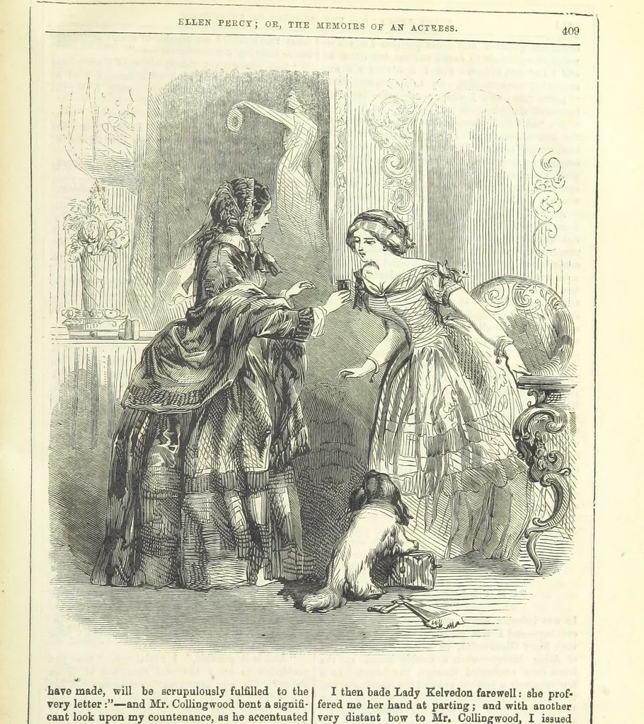 An illustration from Ellen Percy: or, the Memoirs of an Actress, 1856, leaf 421