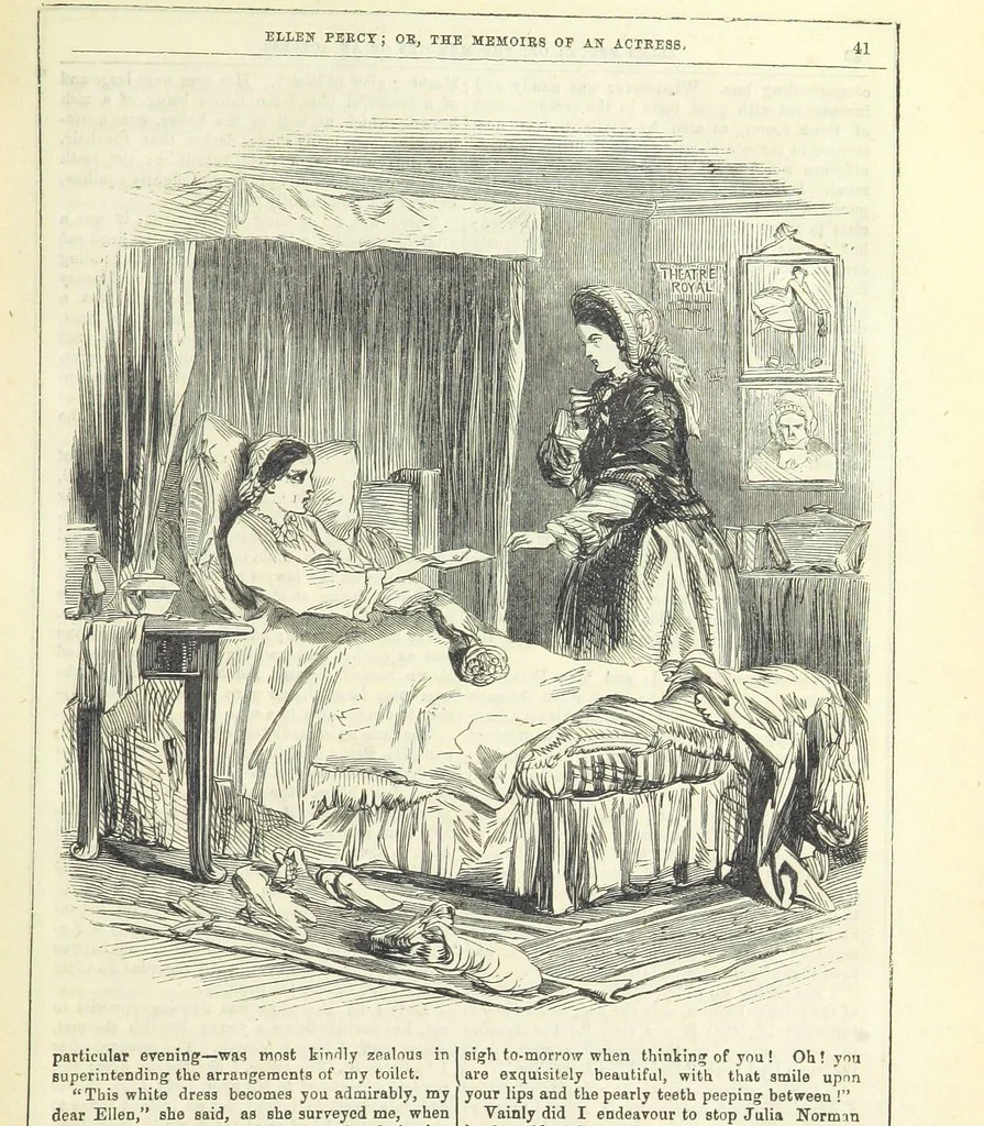 An illustration from Ellen Percy: or, the Memoirs of an Actress, 1856, leaf 53