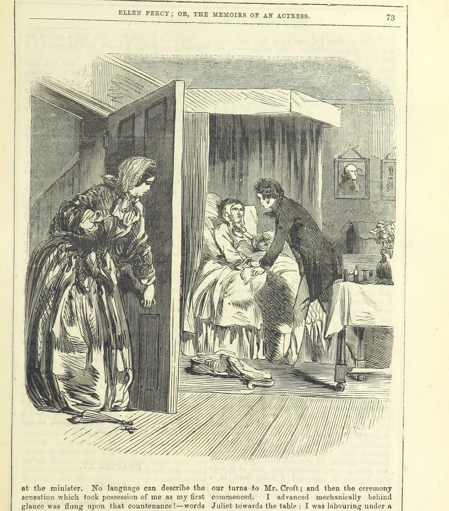 An illustration from Ellen Percy: or, the Memoirs of an Actress, 1856, leaf 85