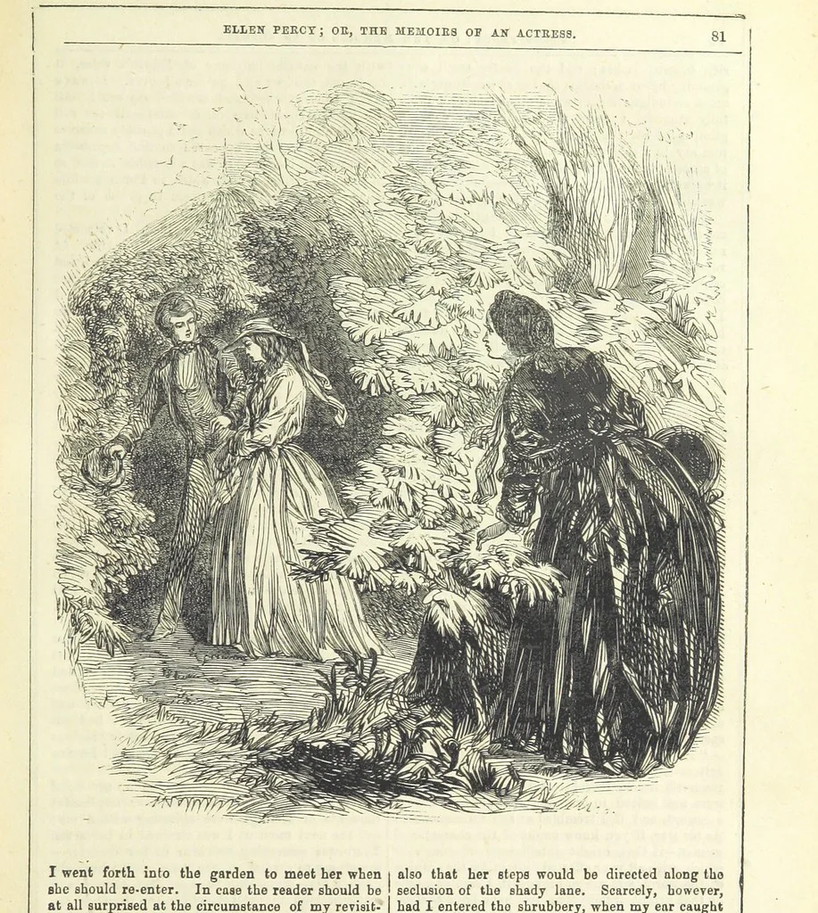 An illustration from Ellen Percy: or, the Memoirs of an Actress, 1856, leaf 93
