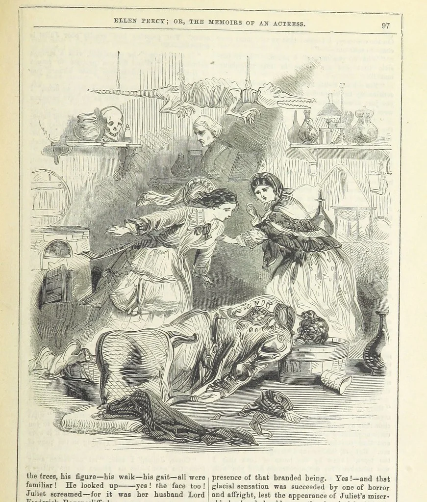 An illustration from Ellen Percy: or, the Memoirs of an Actress, 1856, leaf 111
