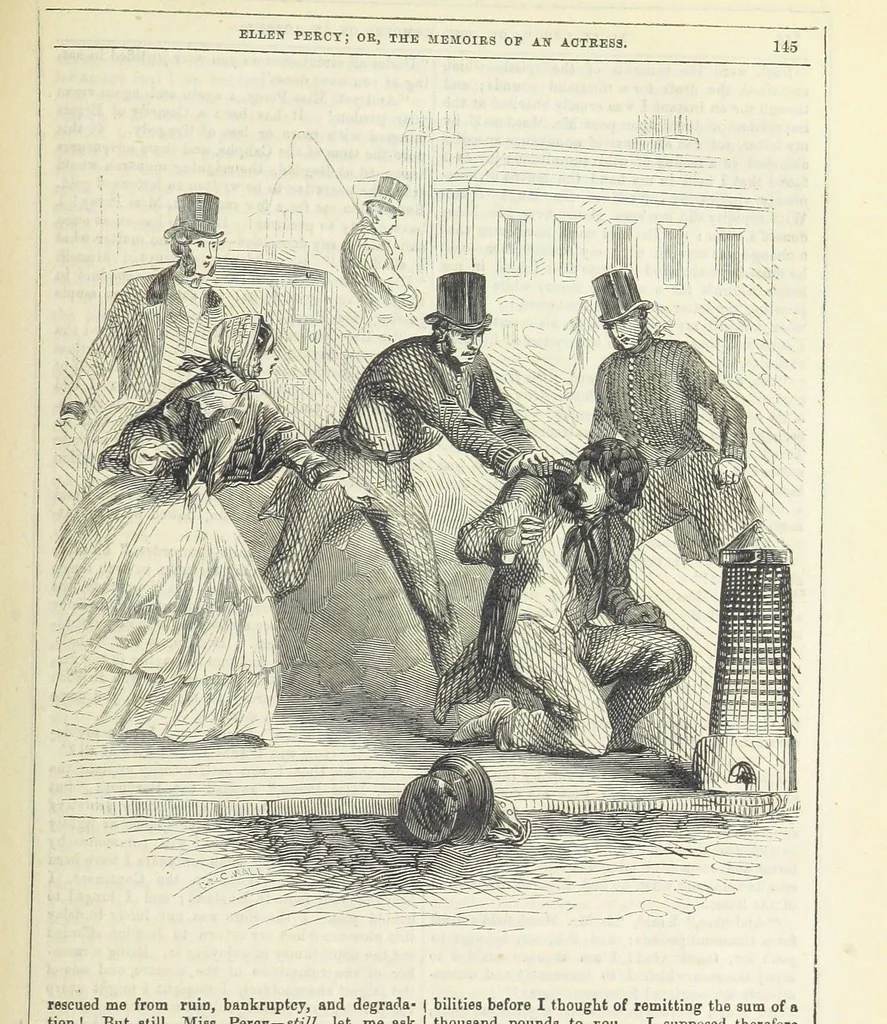 An illustration from Ellen Percy: or, the Memoirs of an Actress, 1856, leaf 159