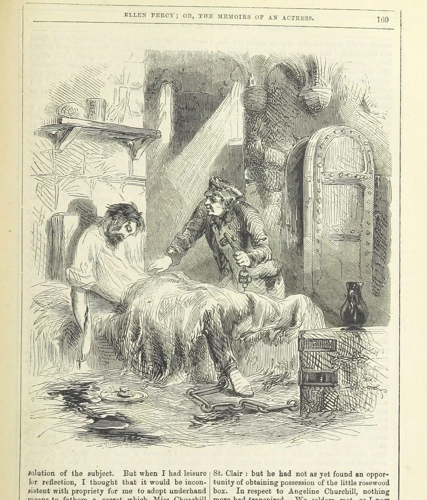 An illustration from Ellen Percy: or, the Memoirs of an Actress, 1856, leaf 183
